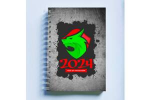 Скетчбук Sketchbook блокнот для рисования с новогодним принтом 'Dragon 2024 Дракон 2024 Year of the Dragon' А3 Кавун 48