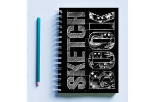 Скетчбук Sketchbook блокнот для рисования с принтом 'Sketch Book черная обложка' А3 Кавун 48