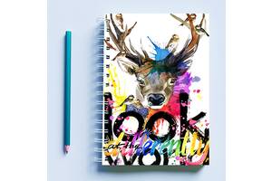 Скетчбук Sketchbook блокнот для рисования с принтом 'Look world at the differentty' А3 Кавун 48