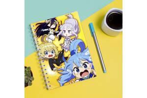 Скетчбук Sketchbook блокнот для рисования с принтом Isekai Quartet-Квартет из альтернативного мира А3 Кавун 48