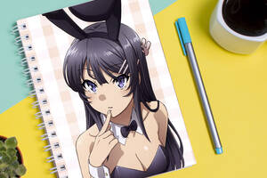 Скетчбук Sketchbook блокнот для рисования с принтом девочки-зайки Seishun Buta Yarou wa Bunny А3 Кавун 48