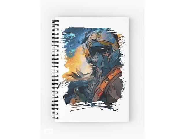 Скетчбук Sketchbook блокнот для рисования с принтом 'Летчик Призрак в Киеве' А3 Кавун 48