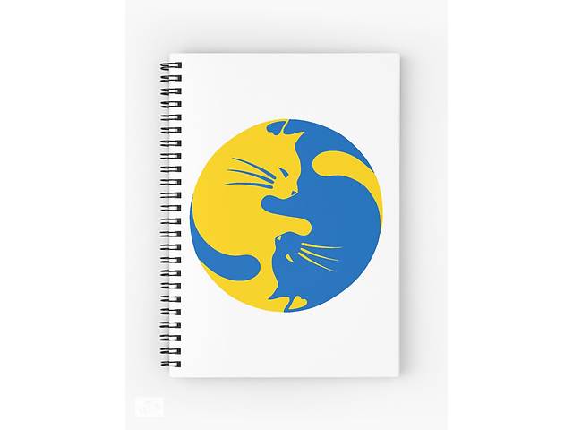 Скетчбук Sketchbook блокнот для рисования с принтом 'Украинские коты Инь и Ян синий и желтый 4' А3 Кавун 48