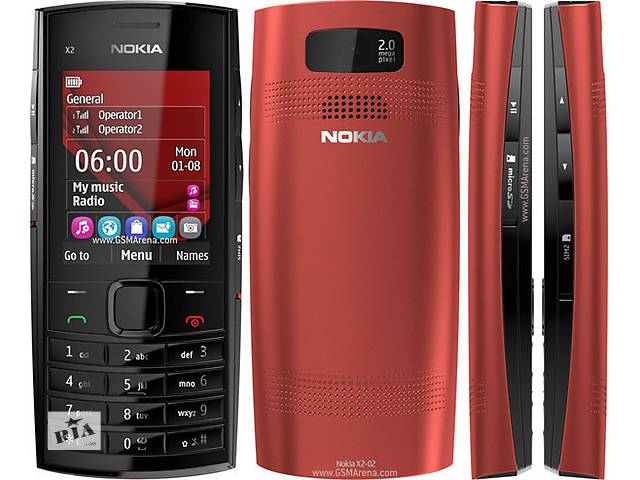 Мобильный телефон, смартфон Nokia X2-02 dual sim, китайский нокиа 2 сим, дуос, метал копия Red
