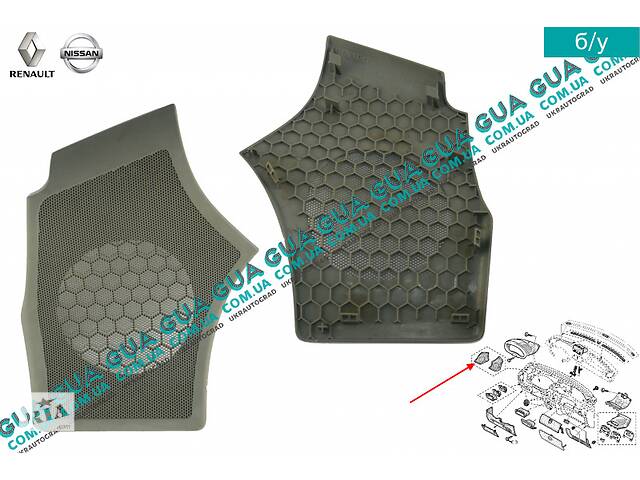 Молдинг / декоративная накладка панели ( обшивка торпеды ) динамика левого 03- 8200045861 Nissan / НИССАН KUBISTAR 19...
