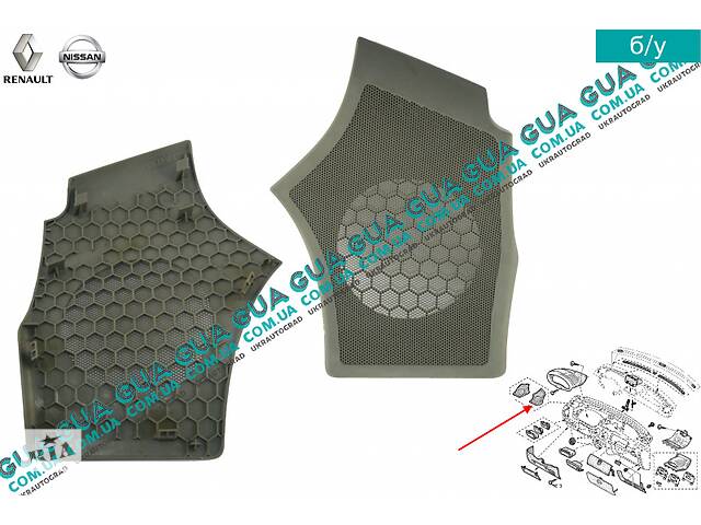 Молдинг / декоративная накладка панели ( обшивка торпеды ) динамика правого 03- 8200045862 Nissan / НИССАН KUBISTAR 1...
