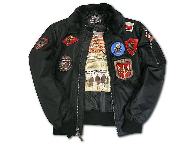 Бомбер Top Gun Official B-15 Flight Bomber Jacket with Patches (чорний)