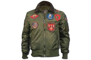 Бомбер Top Gun Official B-15 Flight Bomber Jacket with Patches (оливковий)