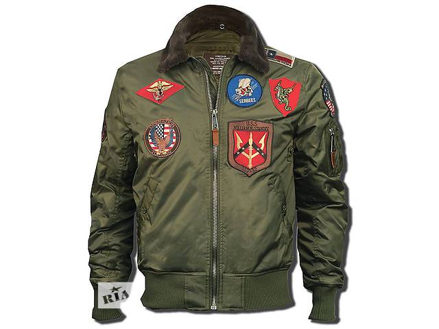 Бомбер Top Gun Official B-15 Flight Bomber Jacket with Patches (оливковий)