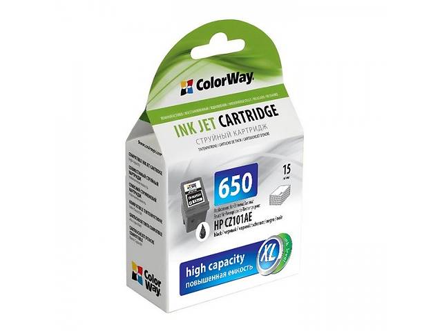 Картридж ColorWay для HP CZ101AE (No.650) bl. (ink level)