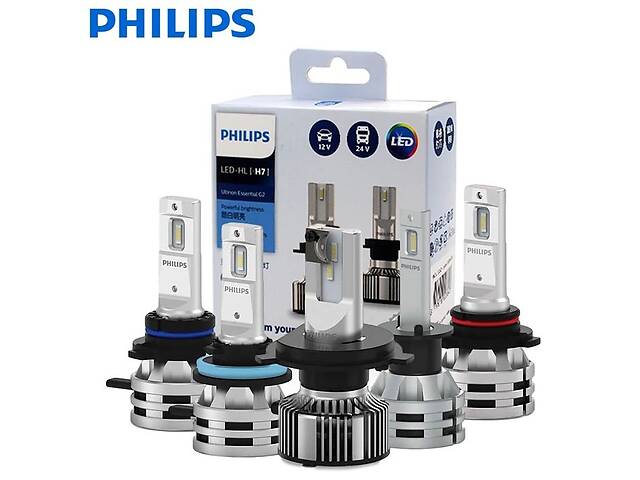 Оригинальные автомобильные лампочки Led Philips Н4 Н7 НВ4.Лампы филипс