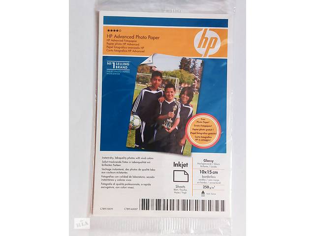 Фотопапір 10х15см 250 г/м2, Hp Advanced Photo Paper