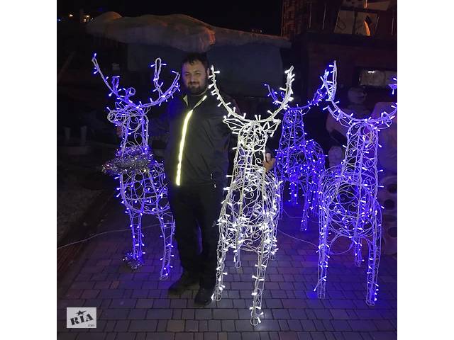 Светодиодные новогодние LED 3D фигуры Олени, сани и пр.