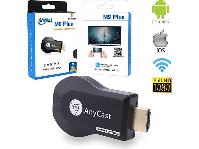 Медиаплеер Miracast AnyCast M9 Plus HDMI с встроенным Wi-Fi модулем‎