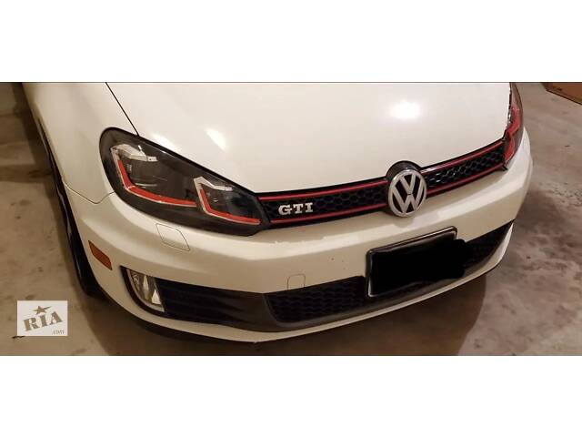 Передние фары VW Golf 6 тюнинг Led оптика стиль GTI 7.5 (красная полоса ...