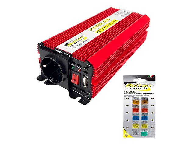 Перетворювач напруги DC 12V - AC 230V 600W 'ПОВЕР-600' з комплектом запобіжників