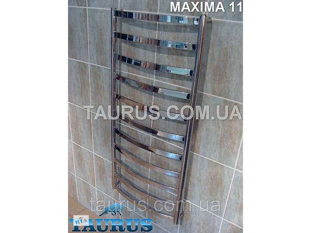 Модный полотенцесушитель Maxima 11 /1150х450 из плоских выгнутых труб 30х10 н/ж сталь. Под электро и отопление