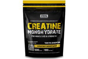 100% чистый креатина моногидрат Extremal 500 г пакет Сreatine monohydrate в порошке