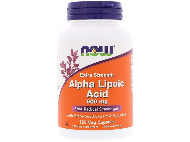 Альфа-липоевая кислота Alpha Lipoic Acid Now Foods повышенная прочность 600 мг 120 вегетарианских капсул