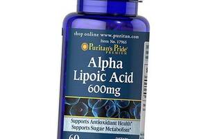 Альфа Липоевая кислота Антиоксидантная защита Alpha Lipoic Acid 600 Puritan's Pride 60капс (70367002)