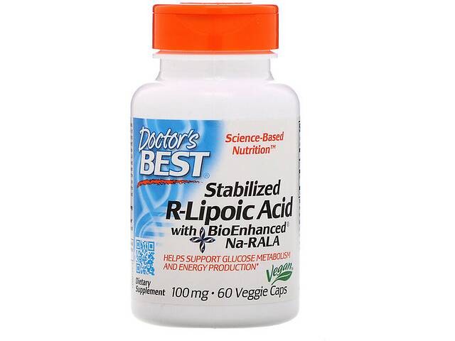 Альфа-липоевая кислота Doctor's Best Stabilized R-Lipoic Acid 100 mg 60 Veg Caps DRB-00123