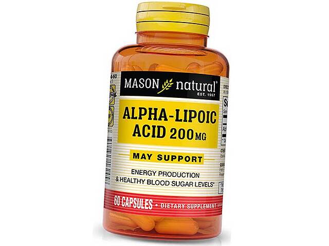 Альфа Липоевая кислота капсулы Alpha Lipoic Acid 200 Mason Natural 60капс (70529001)