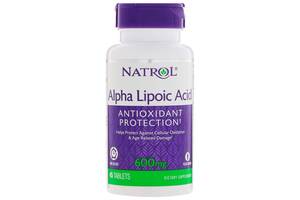 Альфа-липоевая кислота замедленное высвобождение Alpha Lipoic Acid Natrol 600 мг 45 таблеток