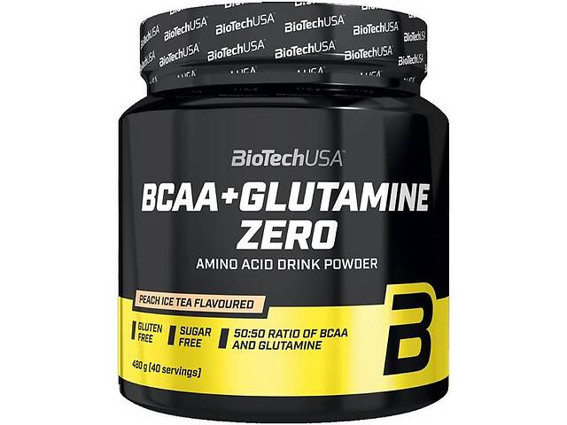 Аминокислота BCAA для спорта BioTechUSA BCAA + Glutamine Zero 480 g 40 servings Peach Ice Tea