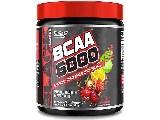 Аминокислота BCAA для спорта Nutrex BCAA 6000 255 g /30 servings/ Fruit Punch