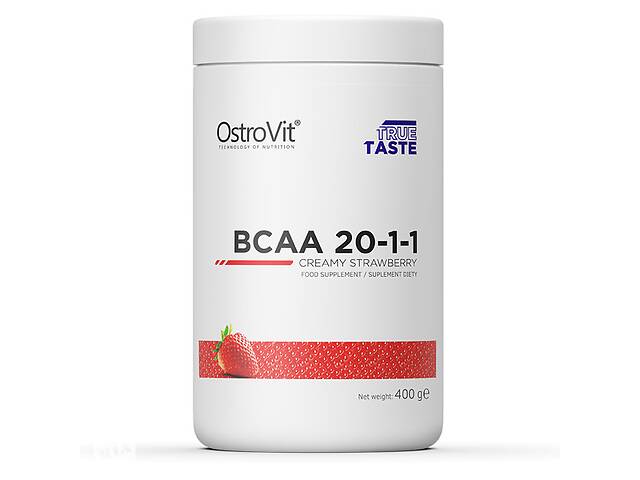 Аминокислота BCAA для спорта OstroVit BCAA 20-1-1 400 g /38 servings/ Creamy Strawberry