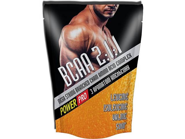 Аминокислота BCAA для спорта Power Pro BCAA 2:1:1 500 g /100 servings/ Апельсин