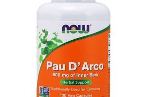 Антипаразитарный препарат NOW Foods Pau D'Arco 500 mg 100 Veg Caps