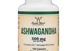 Ашваганда Double Wood Supplements Ashwagandha 20:1 Extract 500 mg (2 caps per serving) 120 Caps