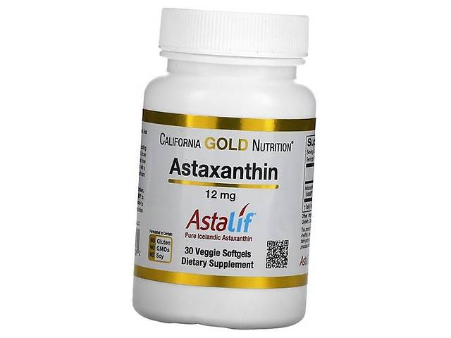 Астаксантин чистый исландский продукт AstaLif Astaxanthin 12 California Gold Nutrition 30вег.гелкапс (70427006)