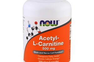 Ацетил карнитин Acetyl-L Carnitine Now Foods 500 мг 200 вегетарианских капсул