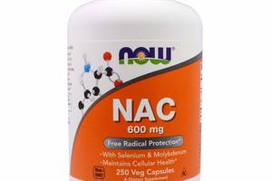 Ацетилцистеин NAC (N-Acetyl Cysteine) Now Foods 600 мг 250 вегетарианских капсул