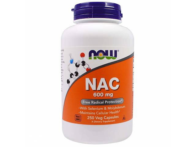 Ацетилцистеин NAC (N-Acetyl Cysteine) Now Foods 600 мг 250 вегетарианских капсул