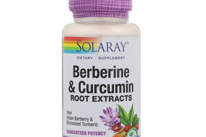 Берберин и куркумин Berberine Curcumin Solaray экстракты корней 60 вегетарианских капсул