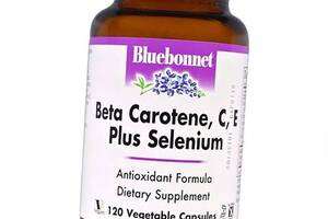 Бета-Каротин, Вітаміни С та Е+ Селен, Beta Carotene, C, E Plus Selenium, Bluebonnet Nutrition 120вегкапс (36393105)