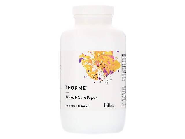 Бетаина гидрохлорид + пепсин Betaine HCL & Pepsin Thorne Research 450 капс.