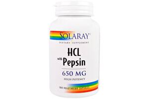 Бетаина гидрохлорид Solaray HCL with Pepsin 650 mg 100 Veg Caps SOR-04814