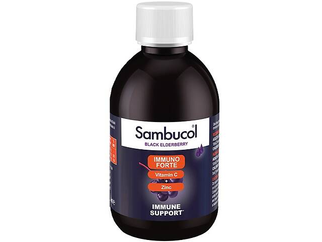 Бузина Sambucol Black Elderberry Immuno Forte + Vitamin C + Zinc 230 ml /46 servings/