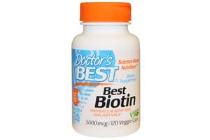 Биотин (B7) 5000мкг, Doctor's Best, 120 гелевых капсул