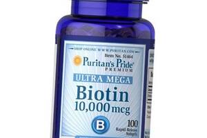 Биотин Biotin 10000 Puritan's Pride 100гелкапс (36367061)