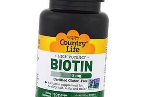 Биотин Biotin 5000 Country Life 120вегкапс (36124037)