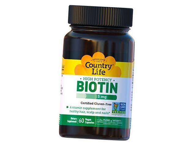 Биотин Biotin 5000 Country Life 60вегкапс (36124037)