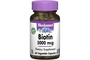 Биотин Bluebonnet Nutrition Biotin 5000 mcg 60 Veg Caps BLB0447