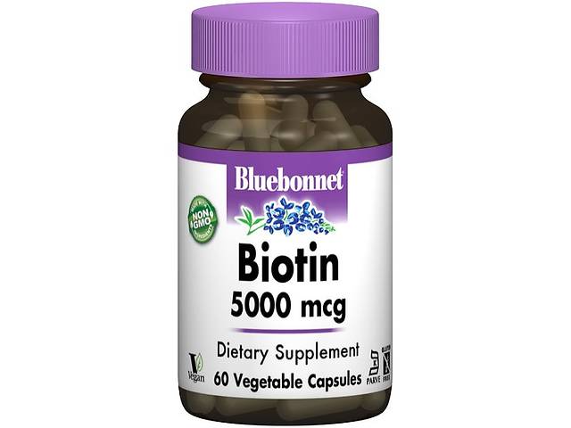 Биотин Bluebonnet Nutrition Biotin 5000 mcg 60 Veg Caps BLB0447