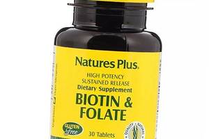 Биотин и Фолиевая кислота Biotin & Folate Nature's Plus 30таб (36375142)