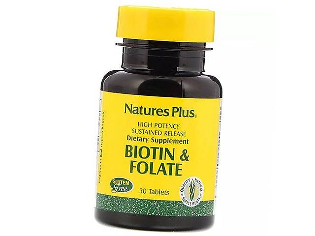 Биотин и Фолиевая кислота Biotin & Folate Nature's Plus 30таб (36375142)